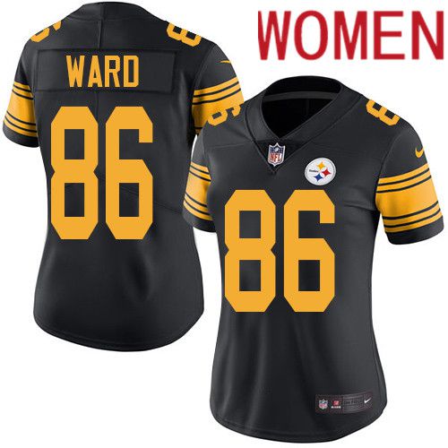 Women Pittsburgh Steelers #86 Hines Ward Nike Black Vapor Limited Rush NFL Jersey->women nfl jersey->Women Jersey